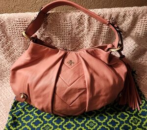Oryany Rose Pink Leather Hobo Bag With Dust Bag